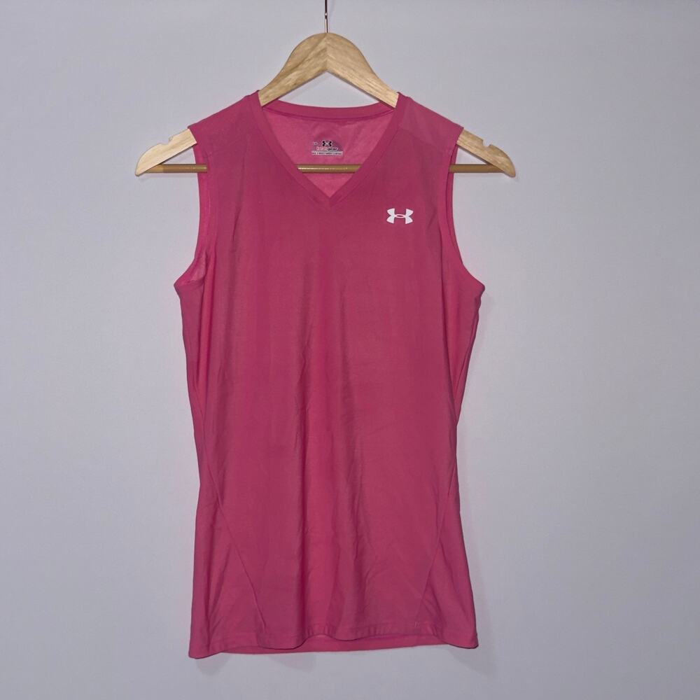 Under Armour HeatGear Pink V-Neck Tank Top women’s Size Large